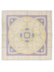 Carré 90 Donner La Main Pattern Scarf, Light Blue/Multi