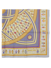 Carré 90 Donner La Main Pattern Scarf, Light Blue/Multi