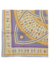 Carré 90 Donner La Main Pattern Scarf, Light Blue/Multi