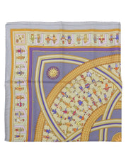 Carré 90 Donner La Main Pattern Scarf, Light Blue/Multi