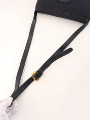 Navy Canvas Anagram Pattern Shoulder Bag