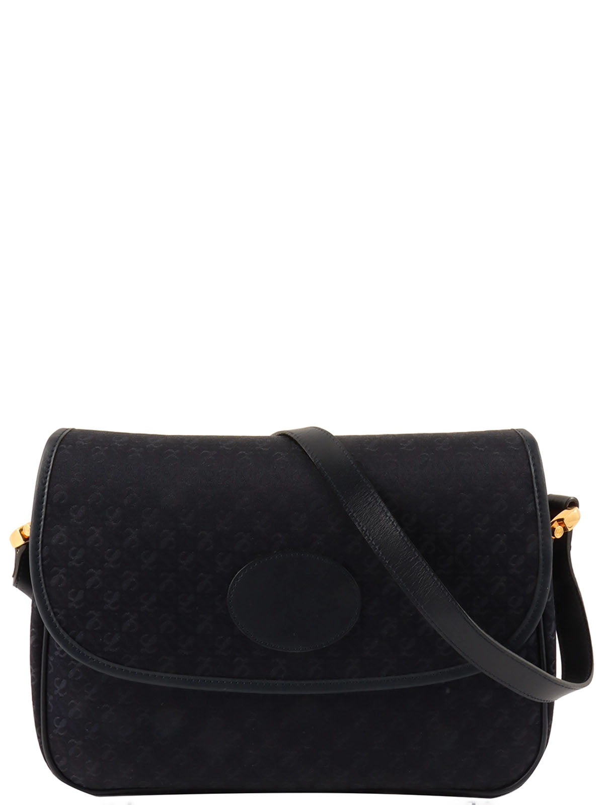 Navy Canvas Anagram Pattern Shoulder Bag