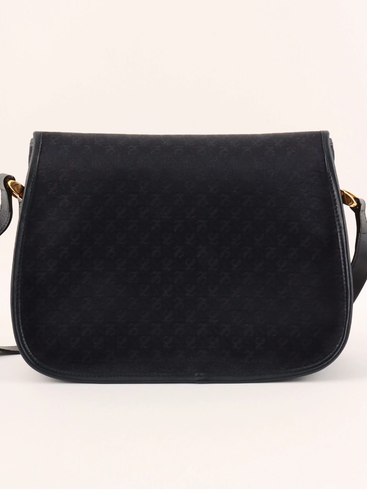 Navy Canvas Anagram Pattern Shoulder Bag