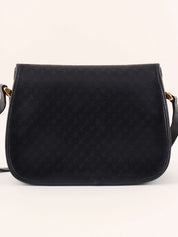 Navy Canvas Anagram Pattern Shoulder Bag