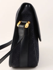 Navy Canvas Anagram Pattern Shoulder Bag
