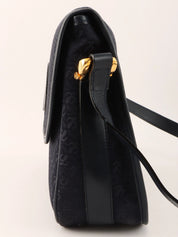 Navy Canvas Anagram Pattern Shoulder Bag