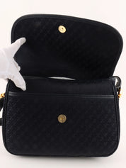 Navy Canvas Anagram Pattern Shoulder Bag