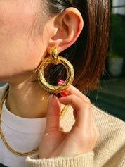 マトラッセステッチフープイヤリング ゴールド