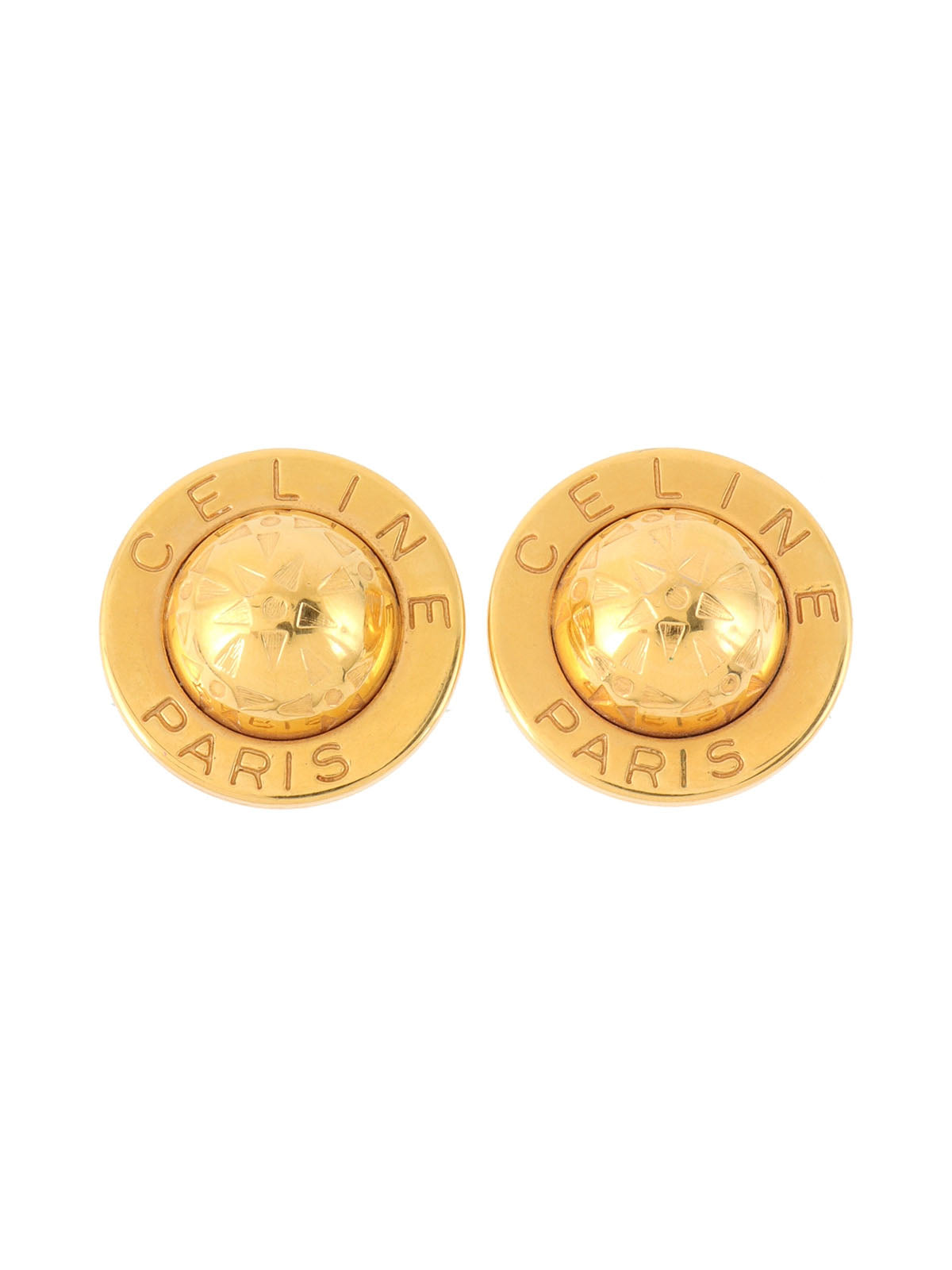 Star Motif Round Logo Earrings Gold