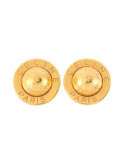 Star Motif Round Logo Earrings Gold