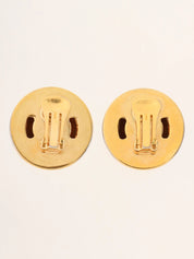 星形图案圆形Logo耳环（金色）