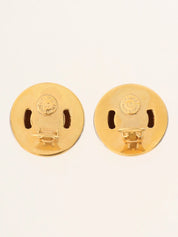 Star Motif Round Logo Earrings Gold
