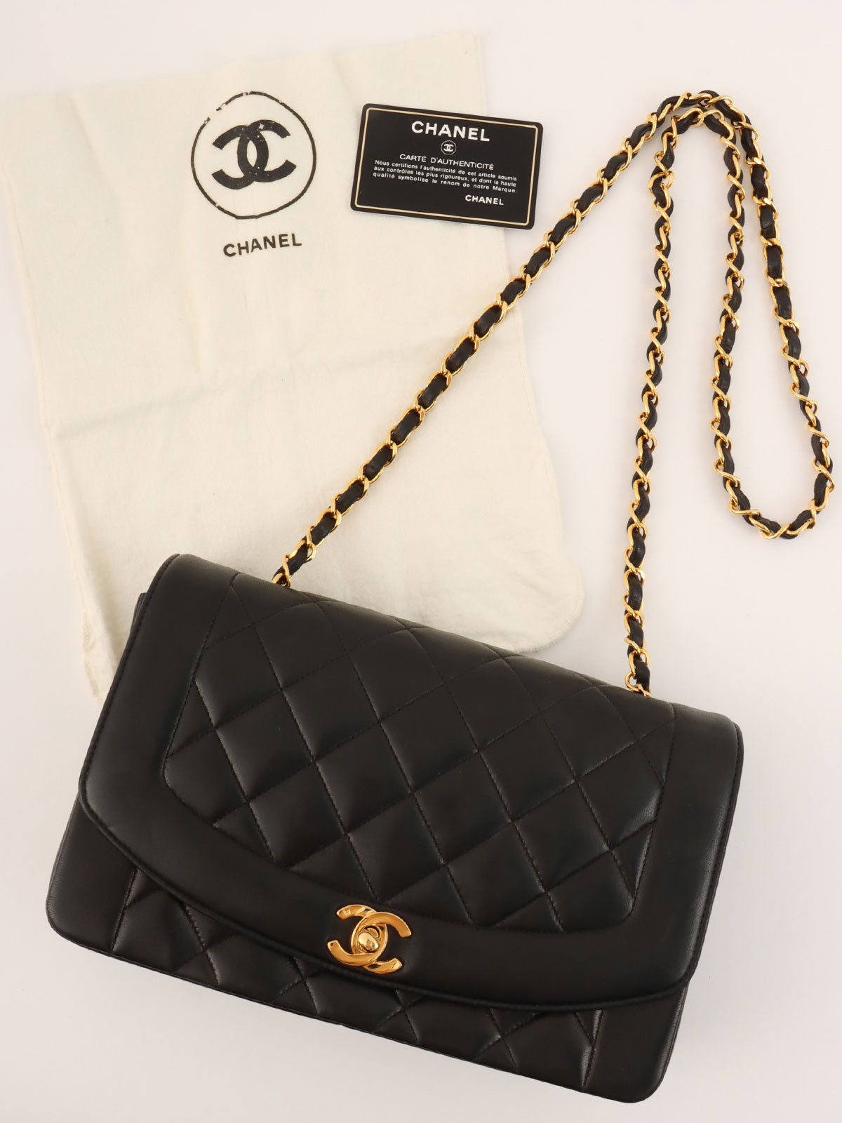 1992 Diana Flap Chain Bag 25cm Black