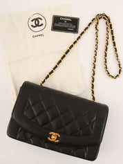 1992 Diana Flap Chain Bag 25cm Black