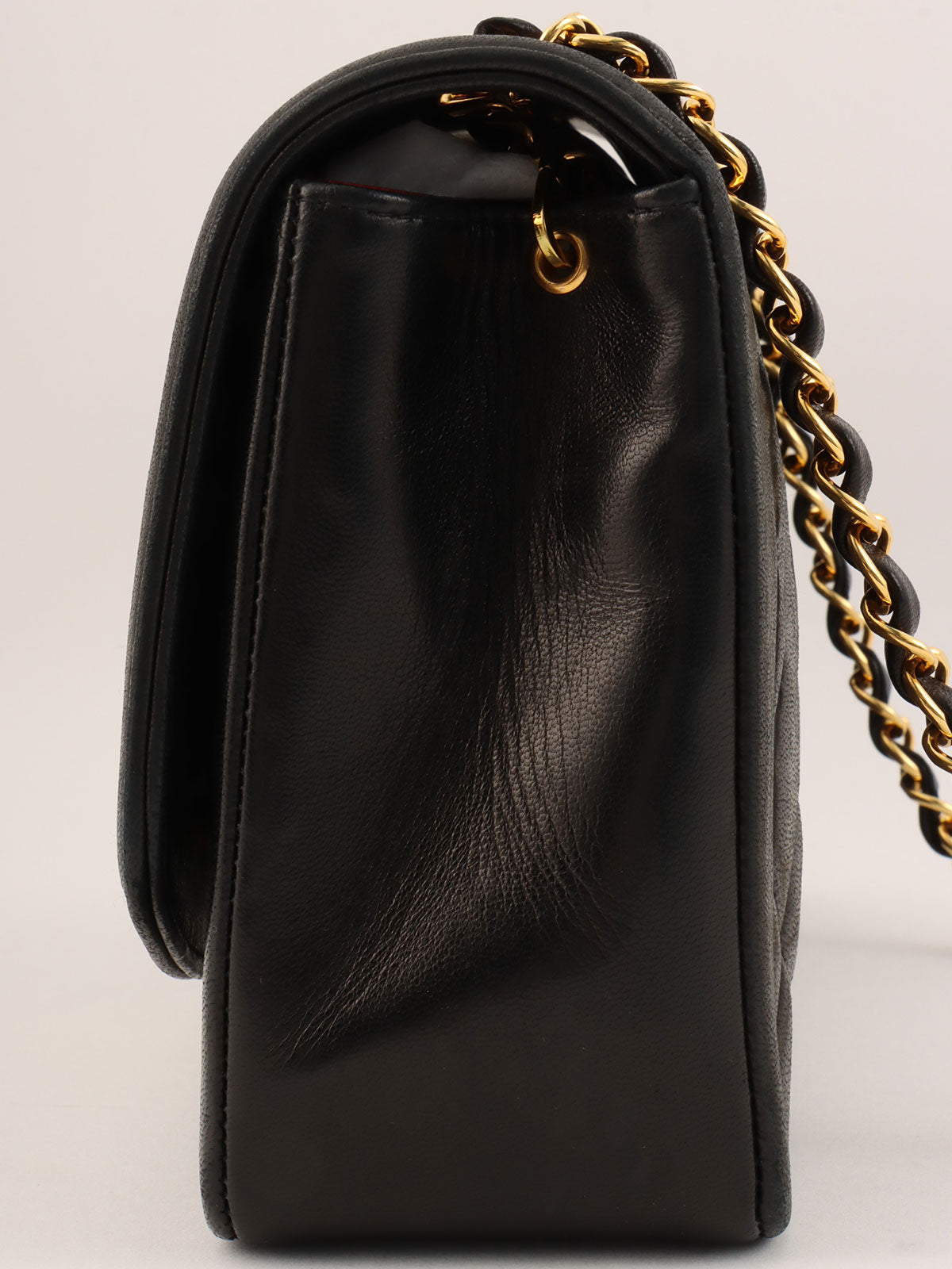 1992年頃製　ダイアナフラップチェーンバッグ25cm　ブラック