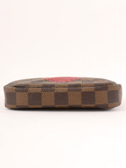 2008年製 キャンバスダミエミニポシェットアクセソワールT&B ブラウン/レッド