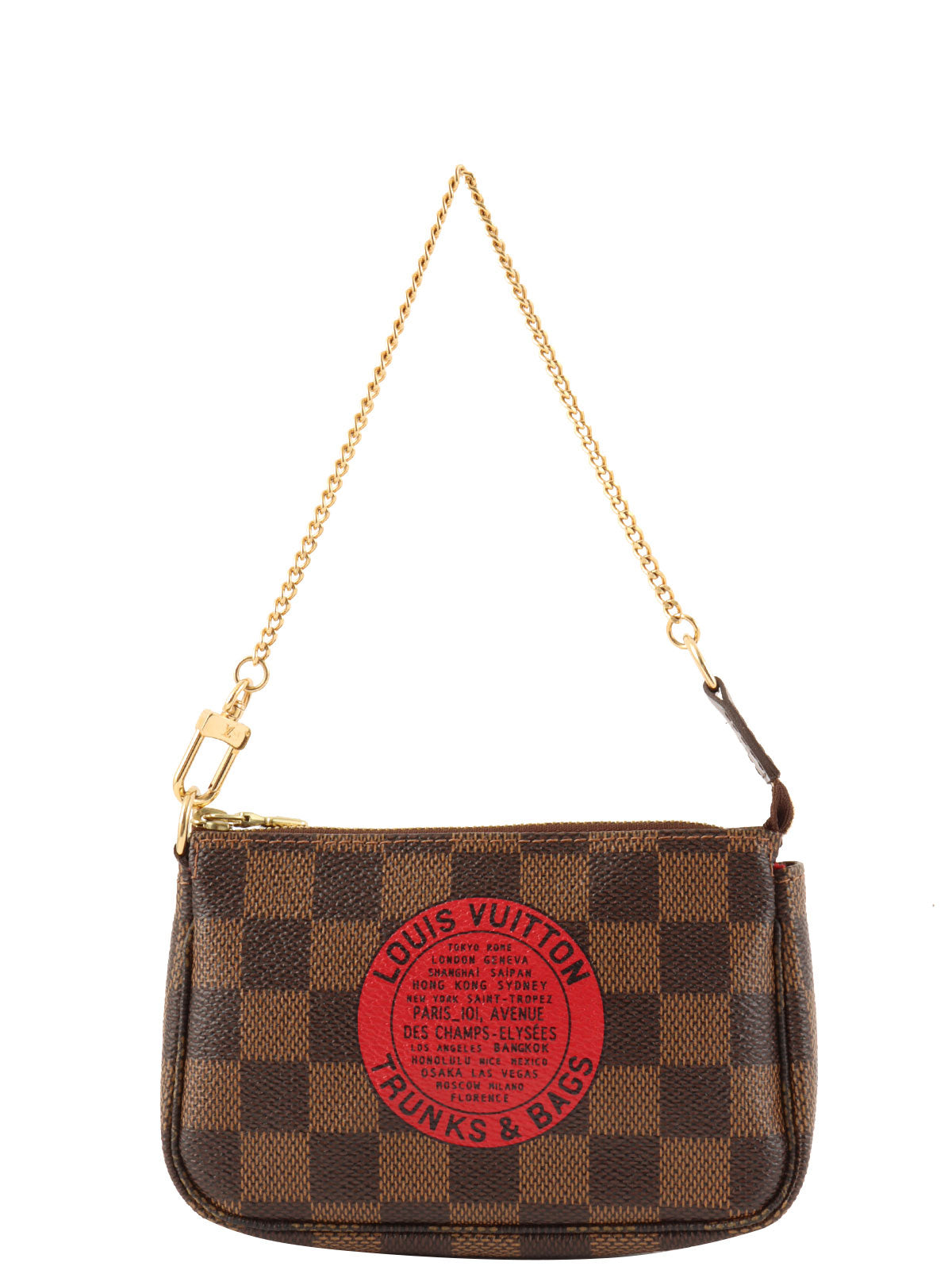 2008年制 帆布Damier Mini Pochette Accessoires T&B 棕色/红色