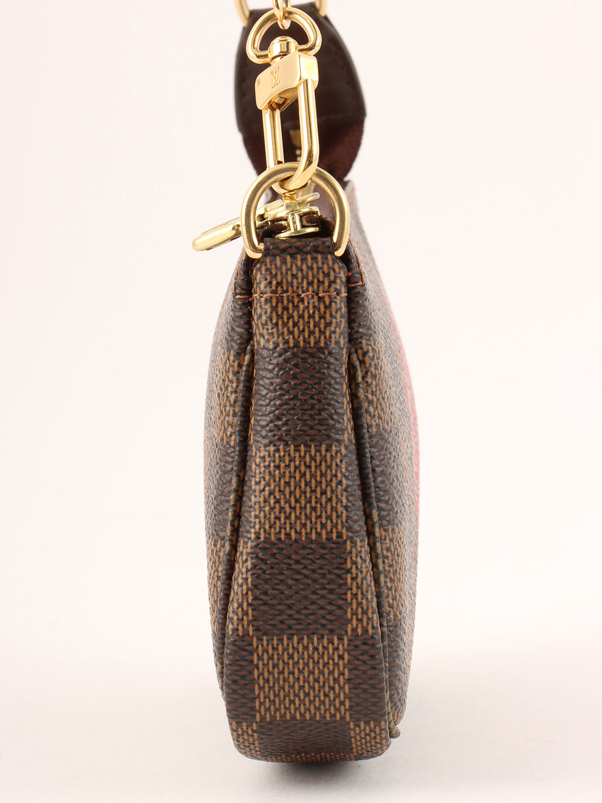 2008年制 帆布Damier Mini Pochette Accessoires T&B 棕色/红色