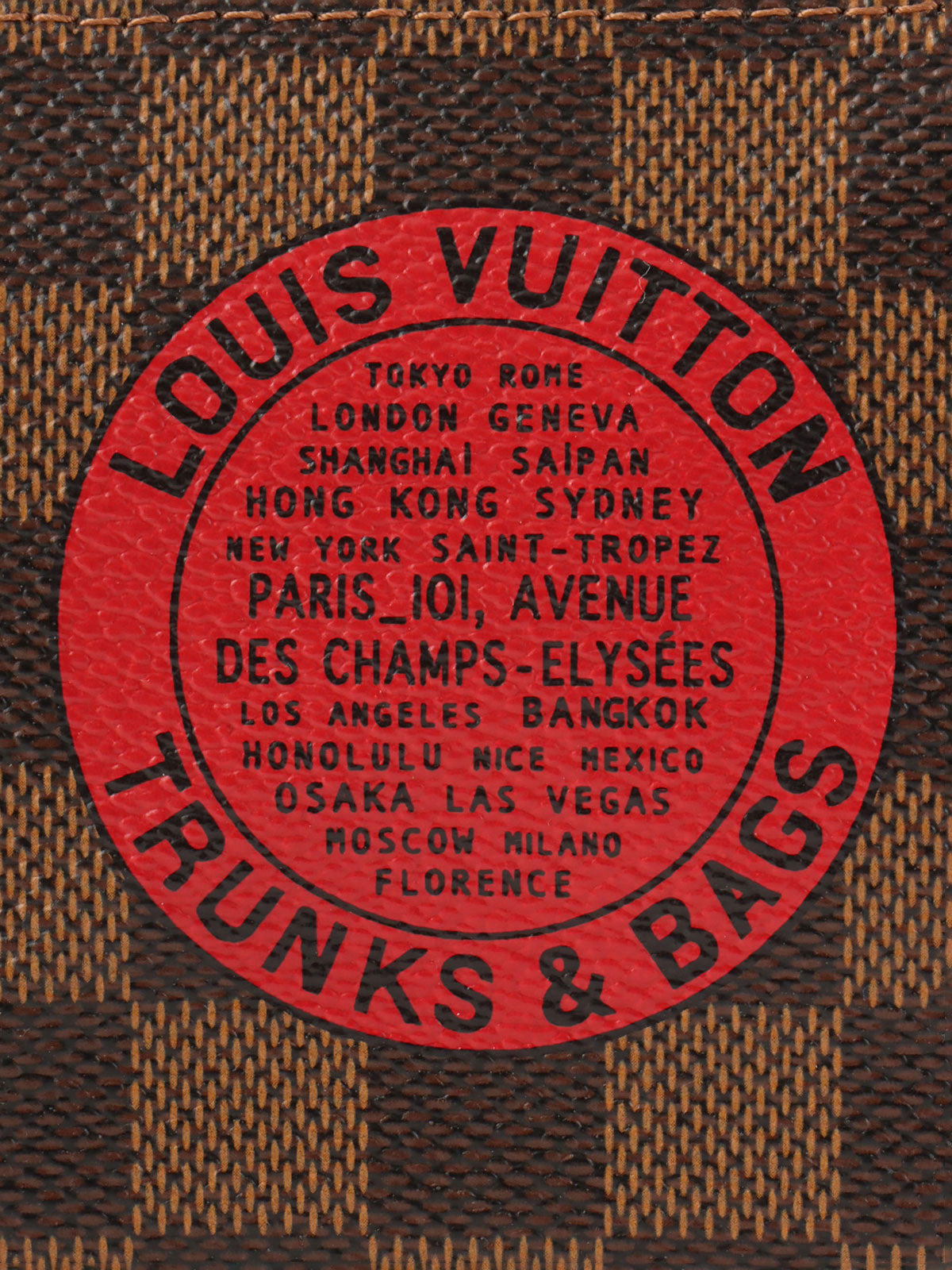 2008年製 キャンバスダミエミニポシェットアクセソワールT&B ブラウン/レッド