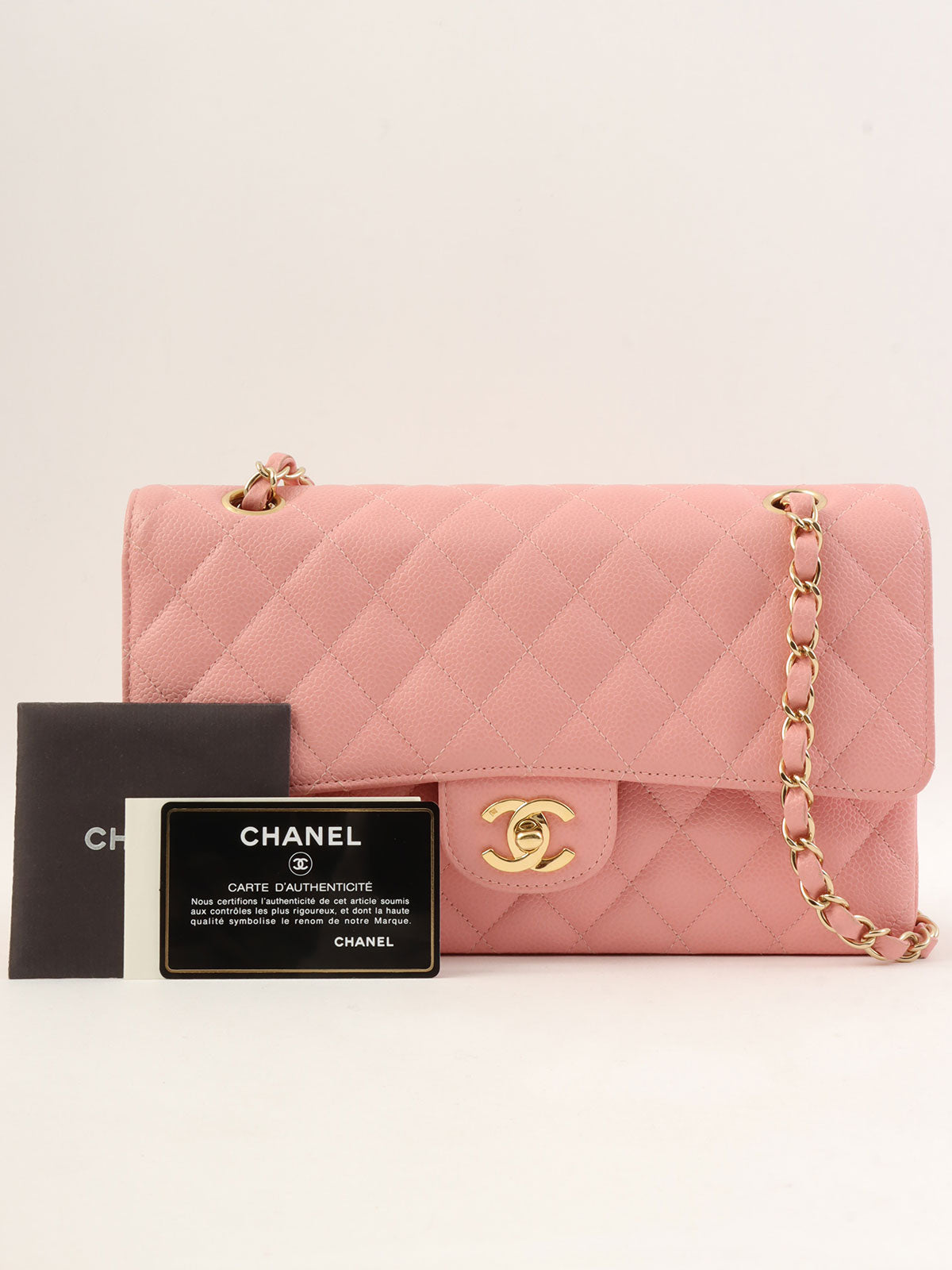 2003 Caviar Skin Classic Flap Chain Bag, 25cm, Pink