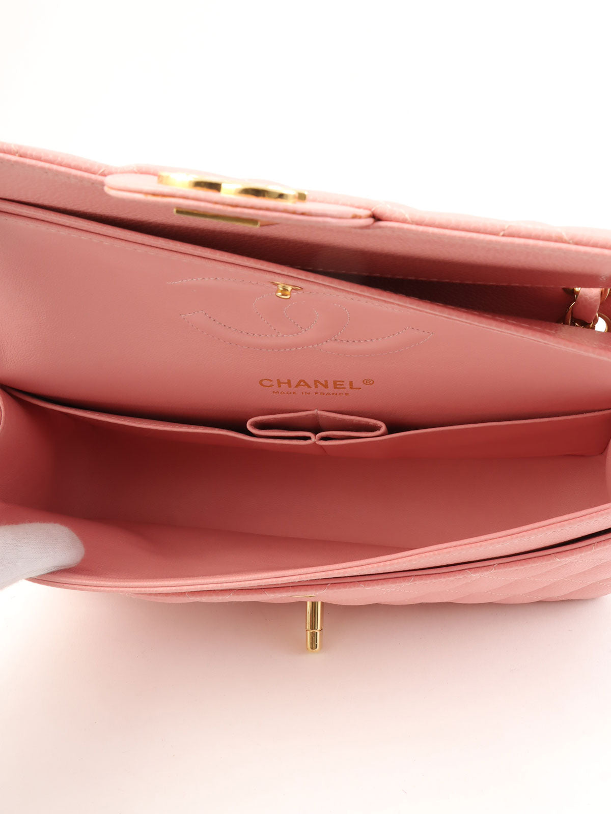 2003 Caviar Skin Classic Flap Chain Bag, 25cm, Pink