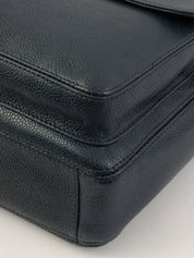 1997 Caviar Skin CC Turnlock CC Mark Stitch Chain Tote Bag, Navy