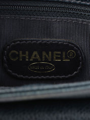 1997 Caviar Skin CC Turnlock CC Mark Stitch Chain Tote Bag, Navy