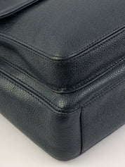 1997 Caviar Skin CC Turnlock CC Mark Stitch Chain Tote Bag, Navy