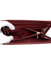 2000年頃製 キャビアスキンCCマークステッチジップロングウォレット ボルドー