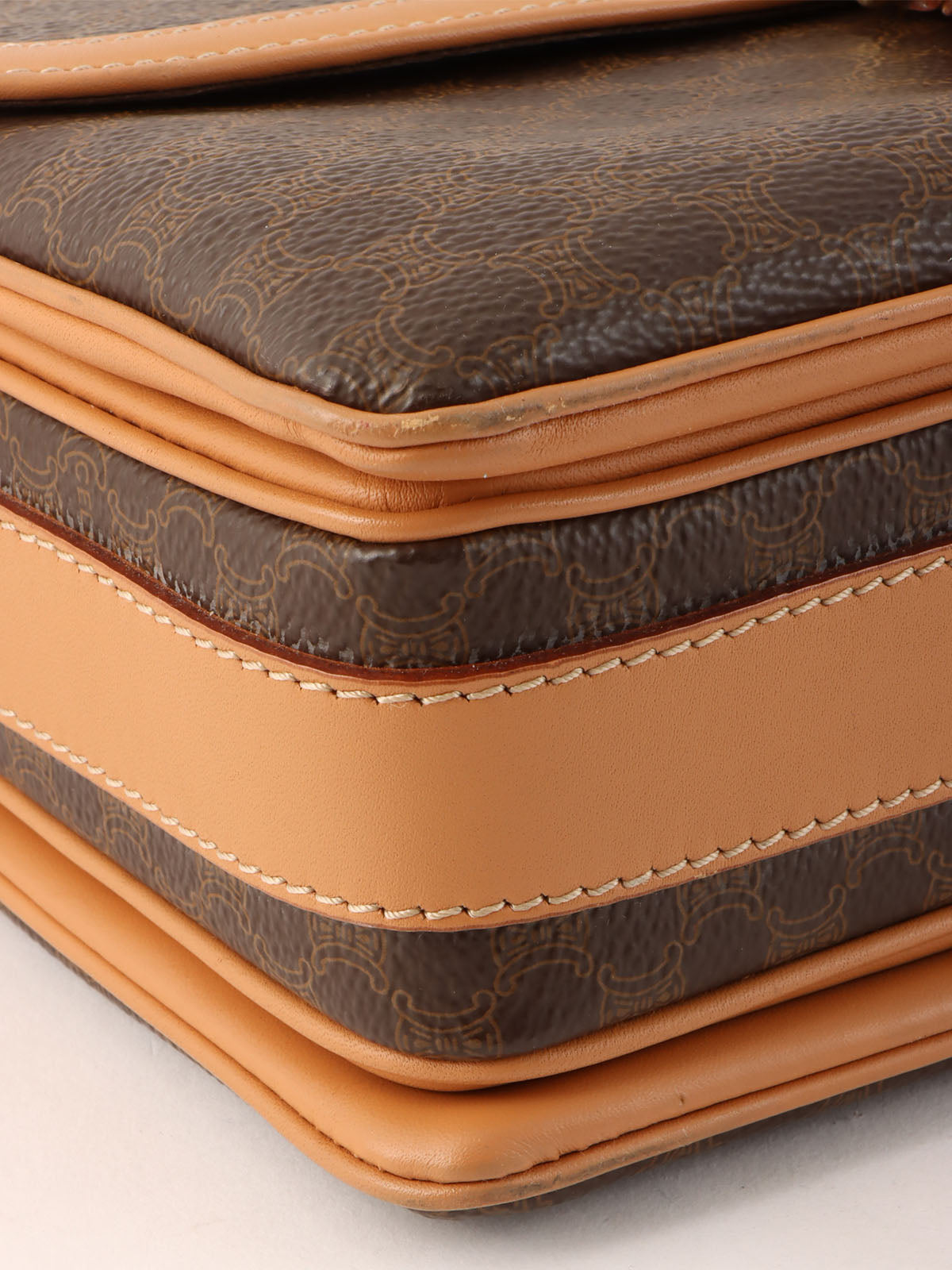 Macadam Pattern Logo Embossed Shoulder Bag Brown