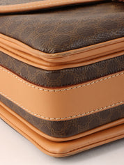 Macadam Pattern Logo Embossed Shoulder Bag Brown