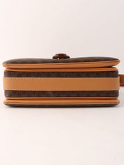 Macadam Pattern Logo Embossed Shoulder Bag Brown