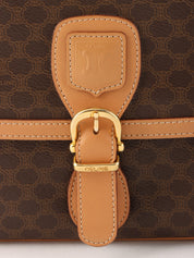 Macadam Pattern Logo Embossed Shoulder Bag Brown