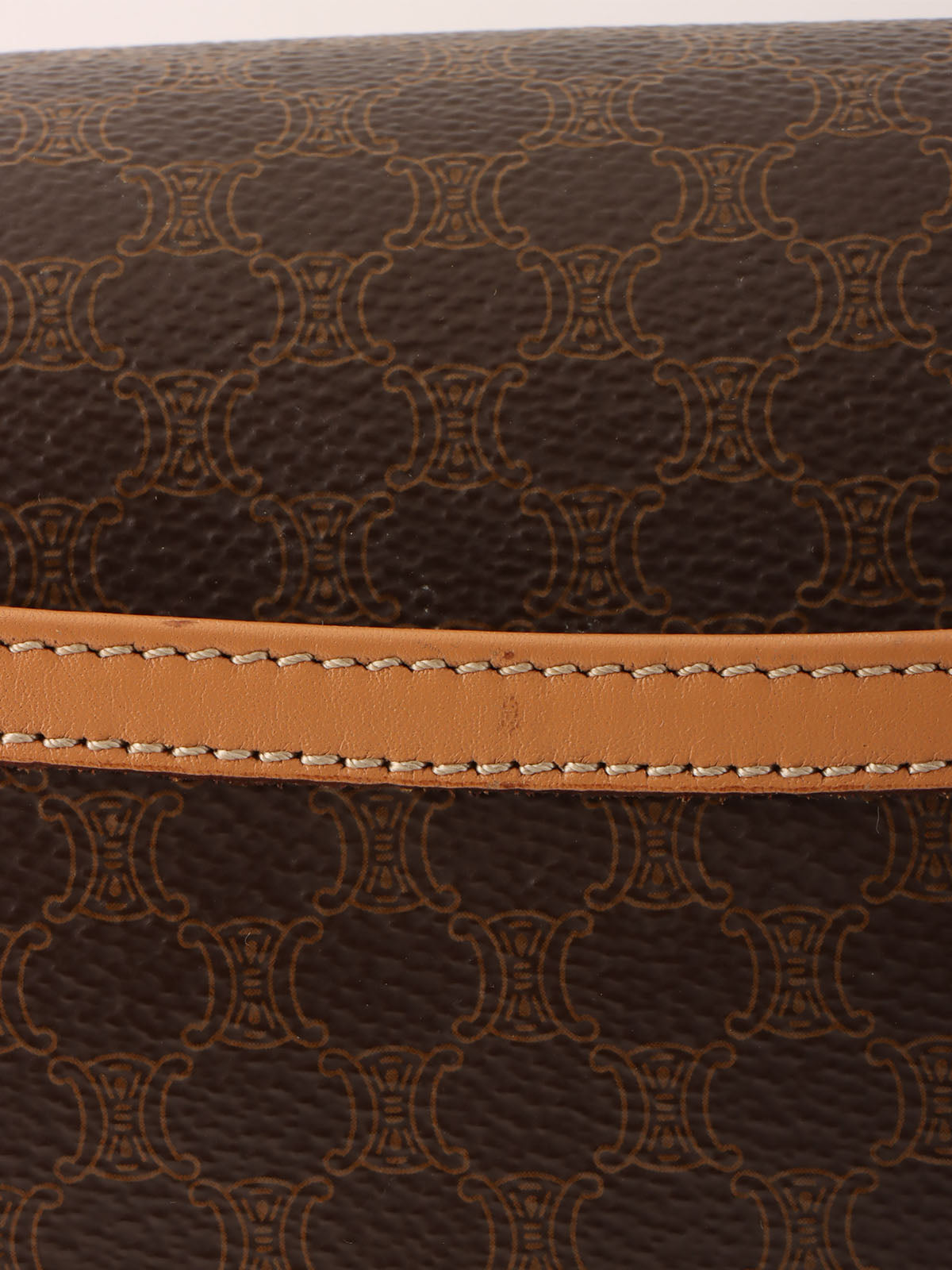 Macadam Pattern Logo Embossed Shoulder Bag Brown