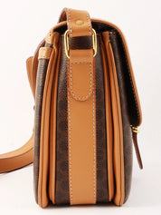 Macadam Pattern Logo Embossed Shoulder Bag Brown