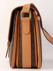 Macadam Pattern Logo Embossed Shoulder Bag Brown