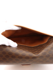 Macadam Pattern Logo Embossed Shoulder Bag Brown