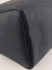 トロッターパターンロゴプレートボストンバッグ ネイビー