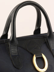Trotter Pattern Logo Plate Boston Bag Navy