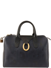 Trotter Pattern Logo Plate Boston Bag Navy