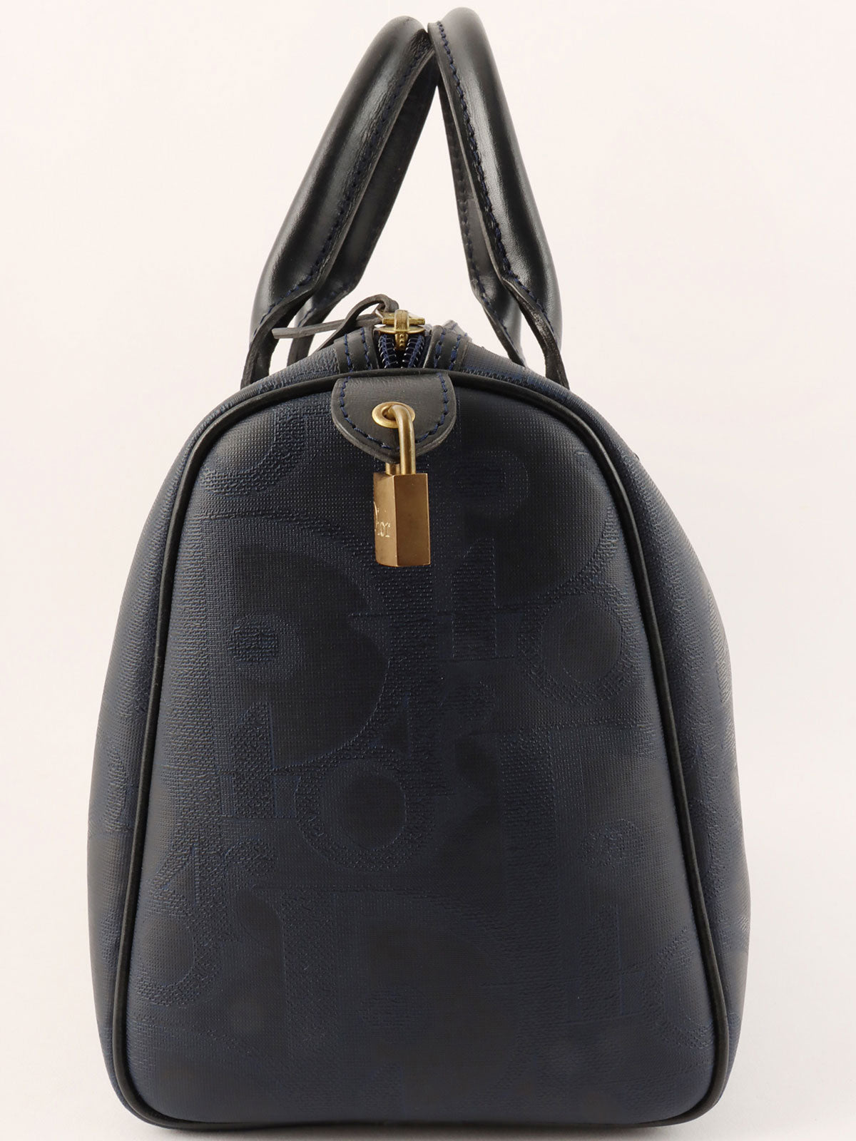 Trotter Pattern Logo Plate Boston Bag Navy