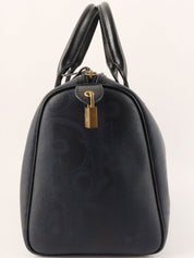Trotter Pattern Logo Plate Boston Bag Navy