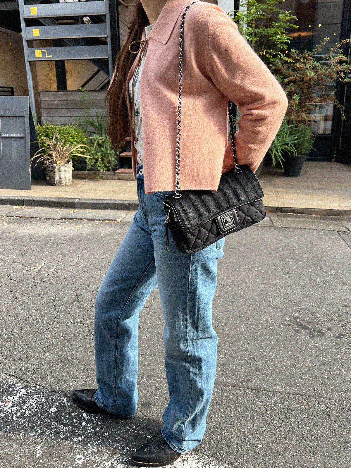 2005年頃製 ナイロンハラココンビスポーツラインチェーンショルダーバッグ ブラック