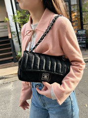 2005 Nylon and Harako Combination Sports Line Chain Shoulder Bag in Black