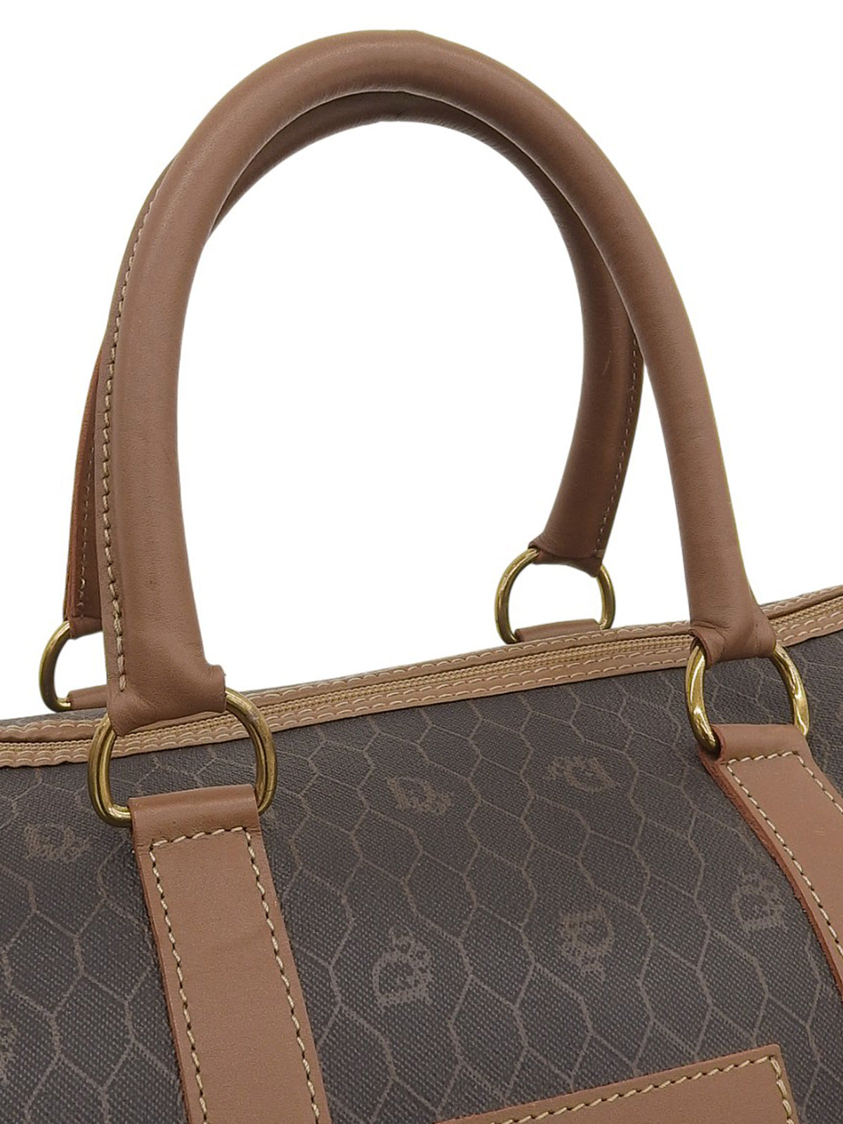 Honeycomb Pattern Boston Bag in Black/Brown