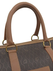 Honeycomb Pattern Boston Bag in Black/Brown