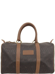 Honeycomb Pattern Boston Bag in Black/Brown