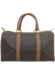 Honeycomb Pattern Boston Bag in Black/Brown