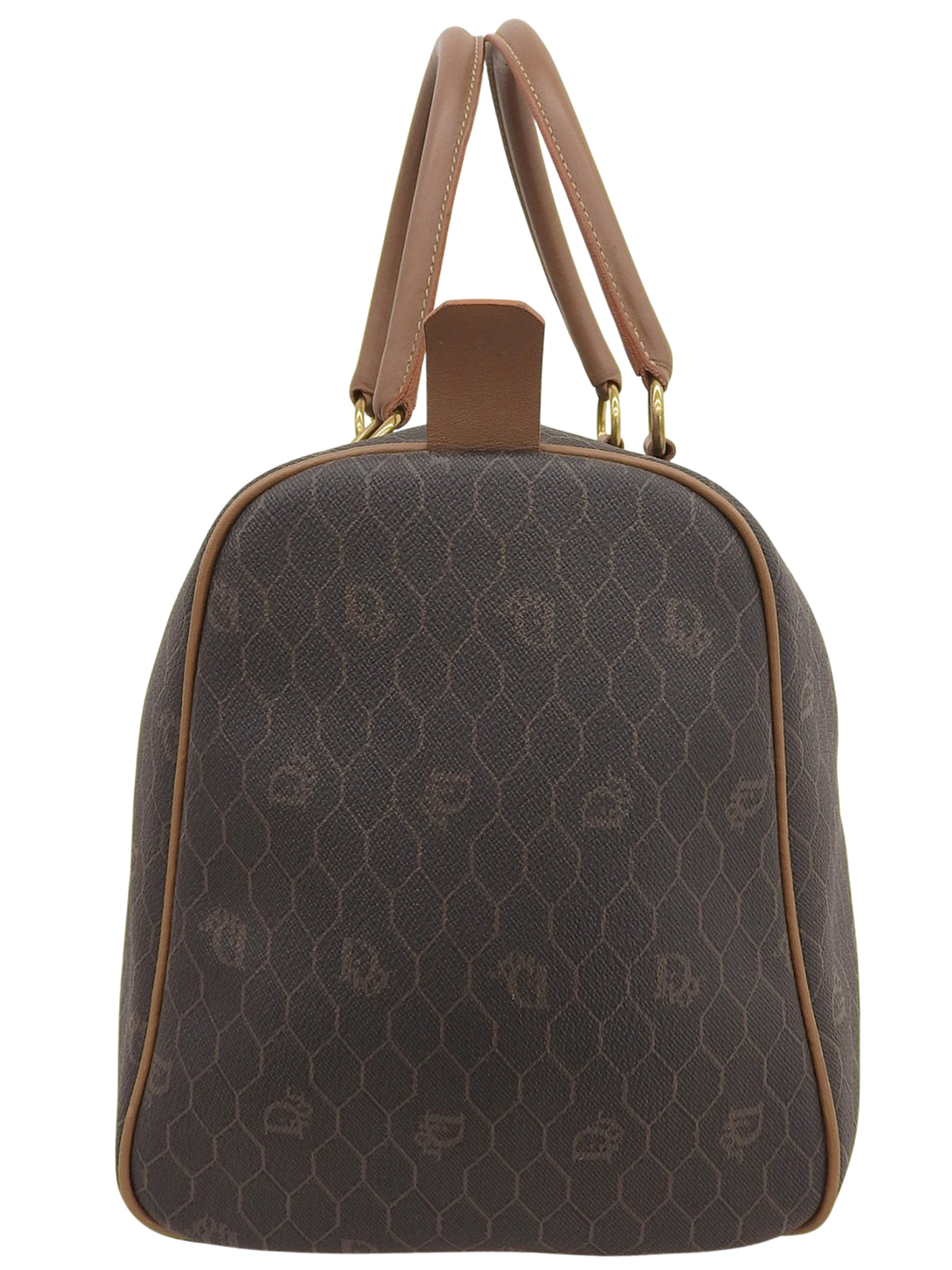 Honeycomb Pattern Boston Bag in Black/Brown