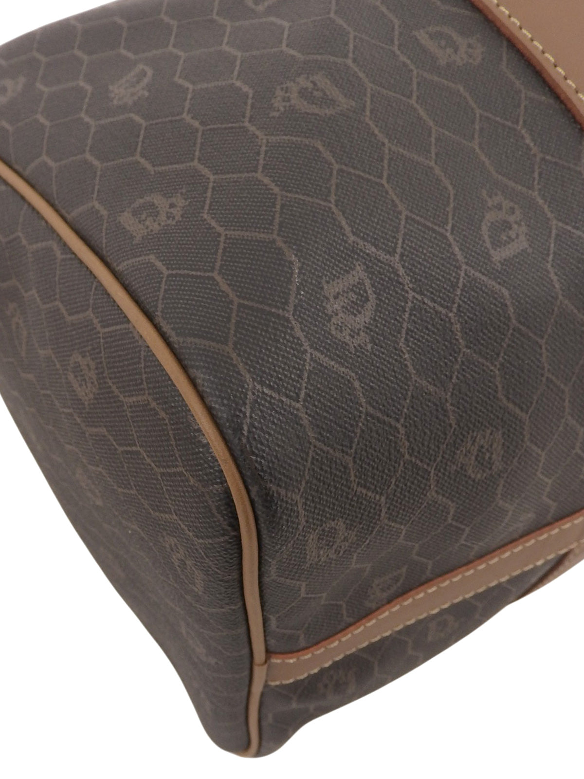Honeycomb Pattern Boston Bag in Black/Brown